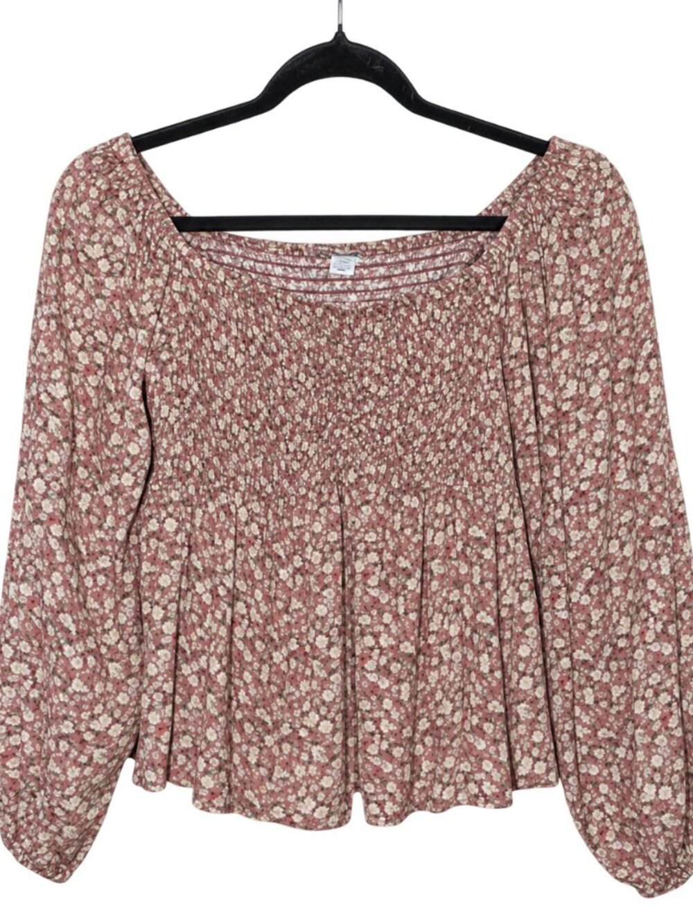 American Eagle Floral Smocked Long Sleeve Blouse M